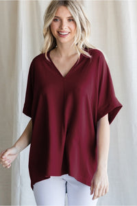 Jodifl V-Neck Top in Wine