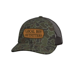 Local Boy Youth Leather Crest Truck Hat in Localflage OD