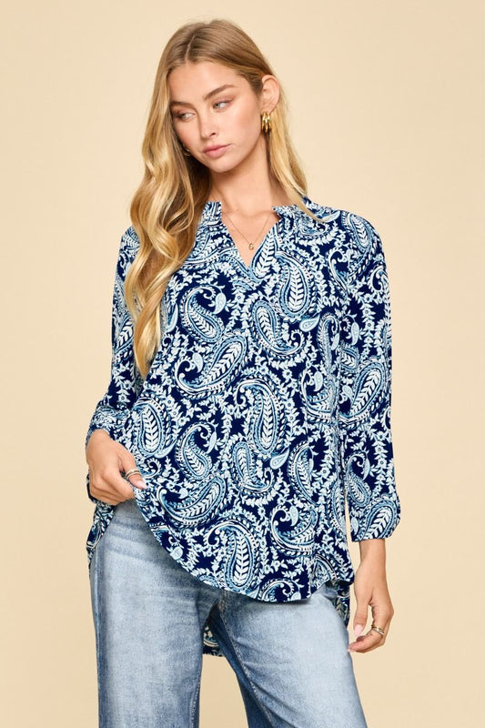 Dear Scarlett Abstract Navy Lizzy Top