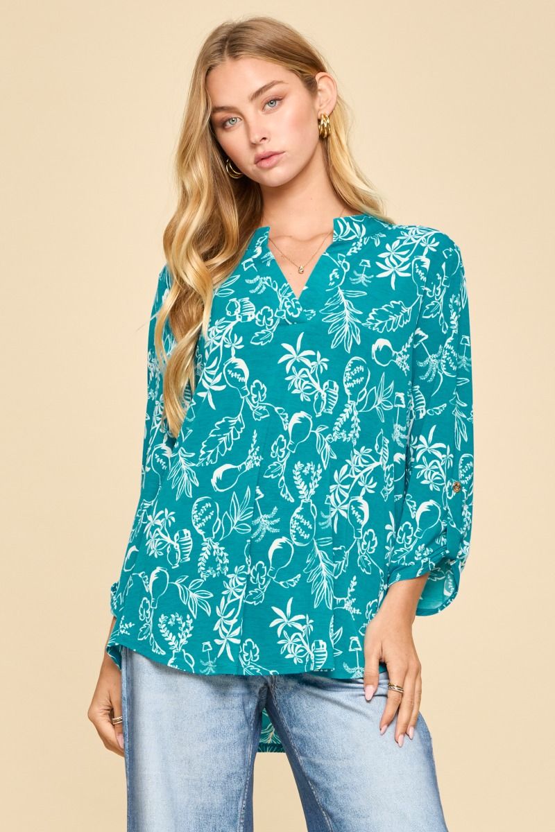 Dear Scarlett Abstract Aqua Lizzy Top