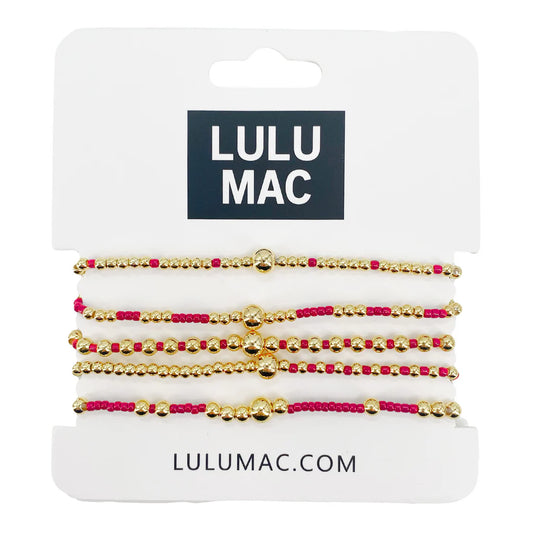 Lulu Mac Red Bead Bracelet Set