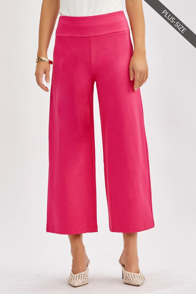 Plus Magic Wide Cropped Pants in Pink Sapphire