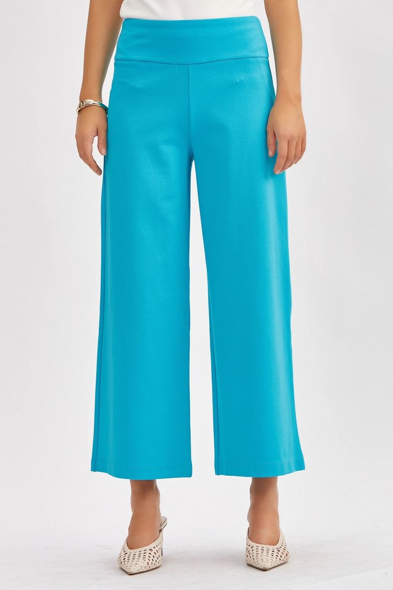 Dear Scarlett Tropic Teal Magic Wide Cropped Pants