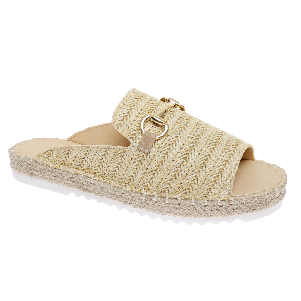 Cordell Slide in Natural with Gold Buckle