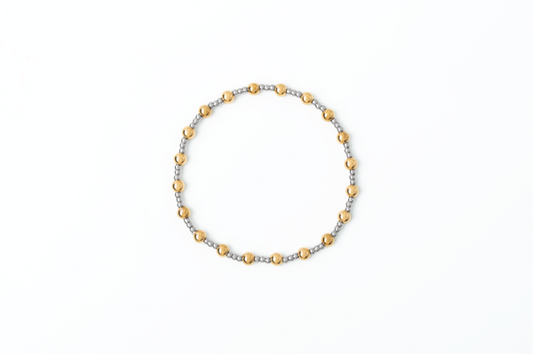 4 & 2mm Mixed Metal Stretch Bracelet
