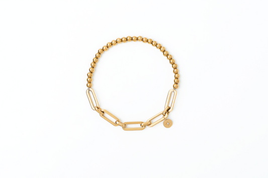 4 & 2mm Mixed Metal Stretch Bracelet