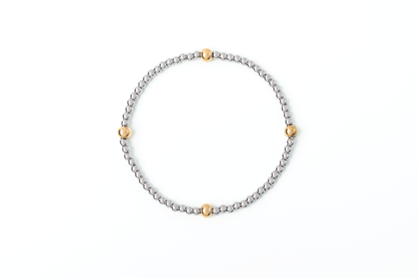 Meralora 3 & 5 MM Mixed Metal Stretch Bracelet