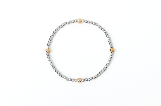 Meralora 3 & 5 MM Mixed Metal Stretch Bracelet