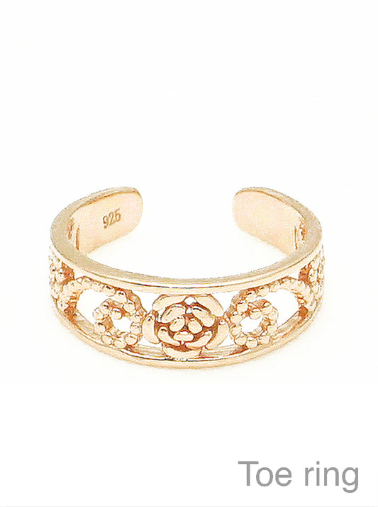 18K Rose Gold Plated Sterling Silver Adjustable Toe Ring