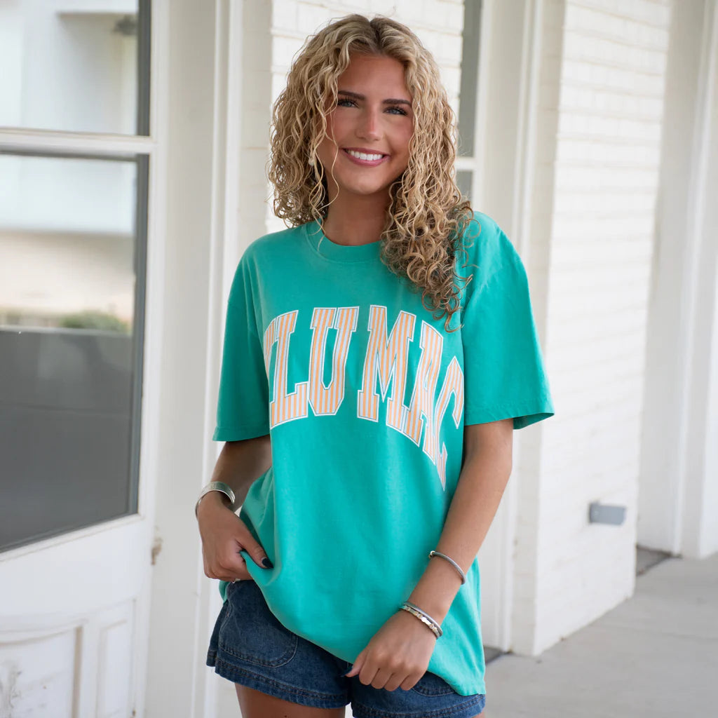 Lulu Mac Island Green and Creamsicle Stripe Tee