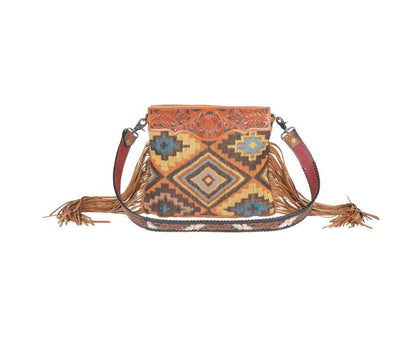 Myra Garnet Waves Hand-Tooled Bag