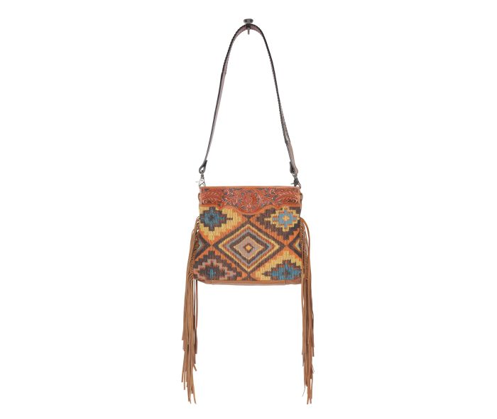 Myra Garnet Waves Hand-Tooled Bag