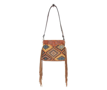 Myra Garnet Waves Hand-Tooled Bag