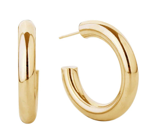 14K Metal Post Hoop Earrings