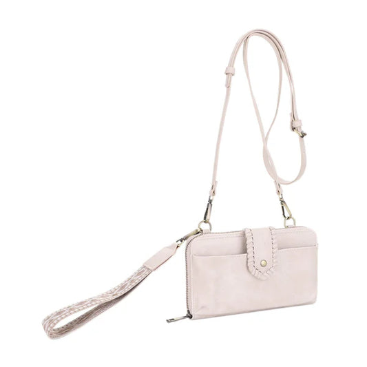 Cream Jolie Crossbody Wallet With Boho Wrist Strap