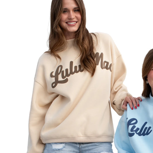 Cream and Brown LULU Mac Sweat Shirt