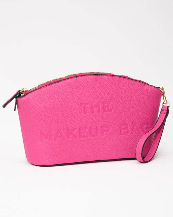 Hot Pink Embossed Makeup Pouch