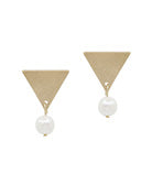 Metal Triangle Earrings with Fresh Water Pearls