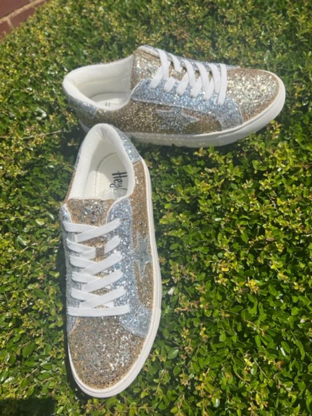 Gold Silver Glitter Supernova Corky Sneakers