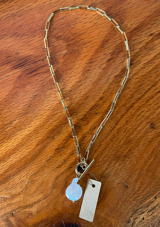 Gold Link Freshwater Pearl Necklace