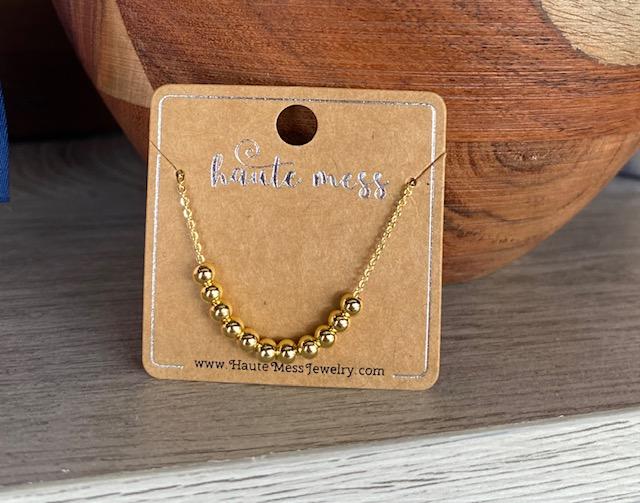 Gold Chain Bead Necklace
