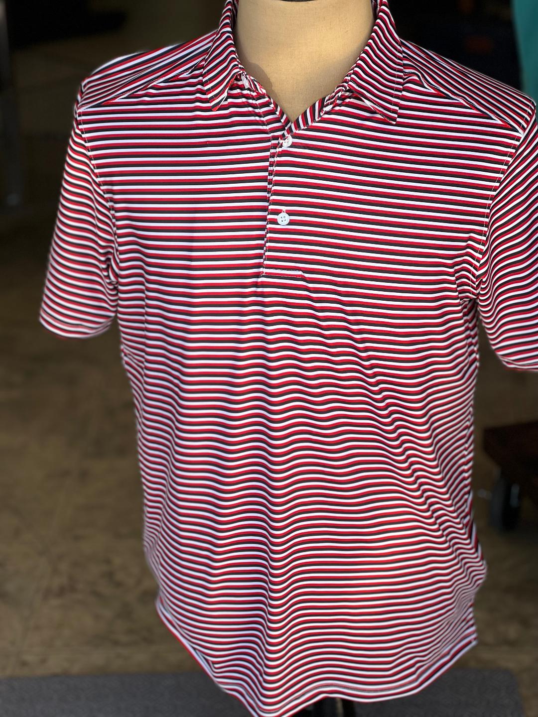 Meripex Black/White/Red Striped polo