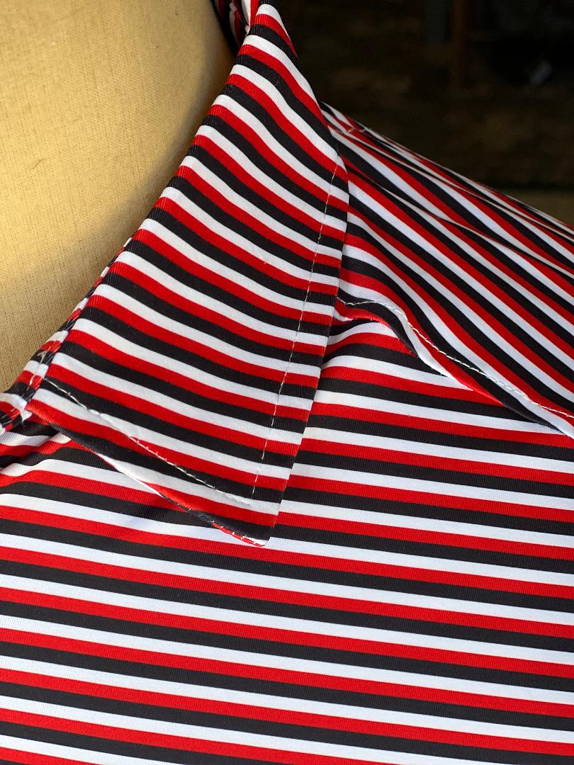 Meripex Black/White/Red Striped polo