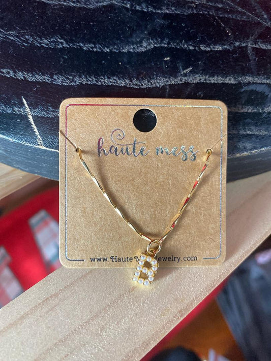 Pearl Covered Letter Gold Chain Necklace
