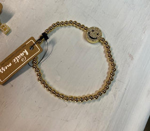 Studded Smiley Gold Bead Bracelet