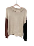 Simply You Color Block Bishop Sleeve Sweater