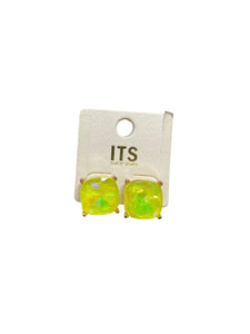 Neon Yellow Square Studs