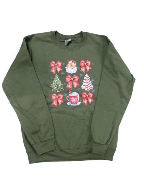 Simply C Olive Green Festive Santa Bow Crewneck