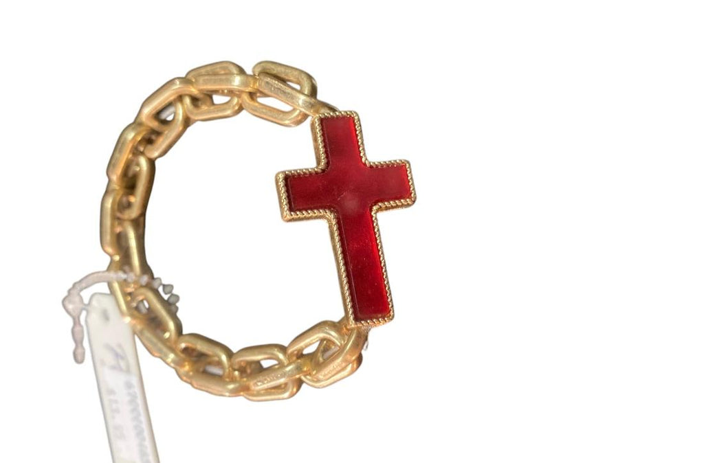 Gold Chain Link Cross Bracelet