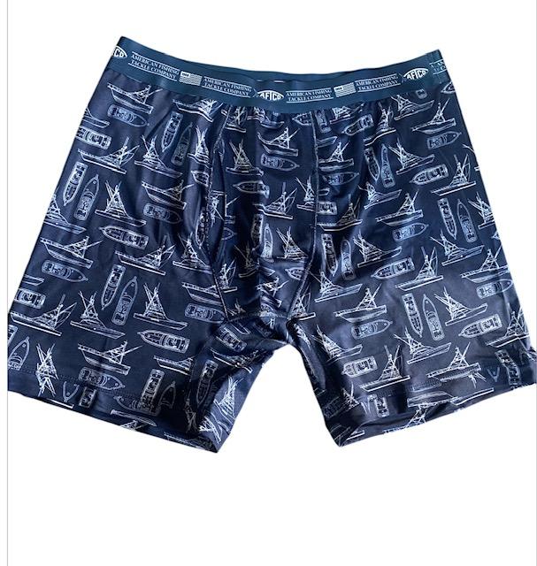 AFTCO Captains Lounge Boxers Navy with Boats