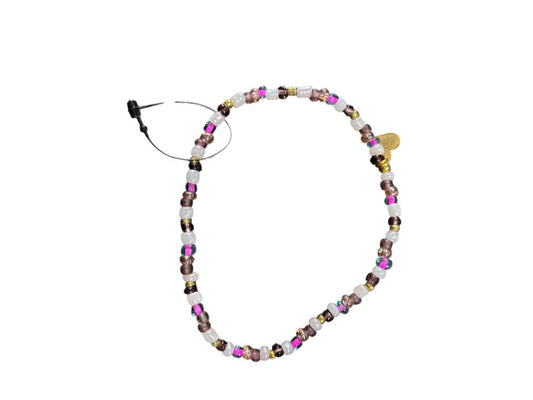 Multi-Purple Beaded Stretch Anklet