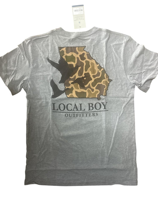 Local Boy Oxford Gray Camo State GA SS Tee