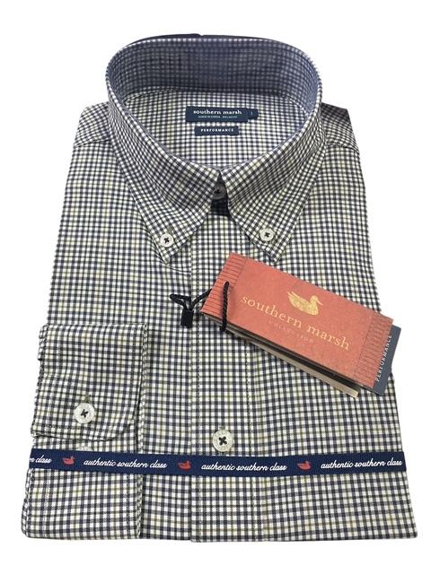 Southern Marsh Navy & Dark Green Dyer Ginham Dress Shirt