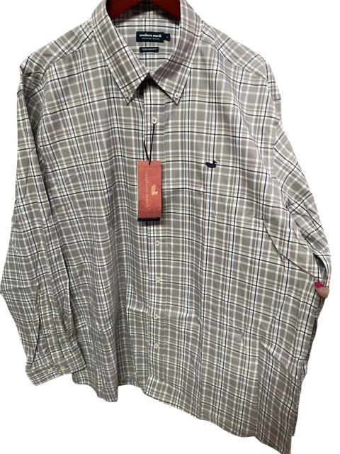 Southern Marsh Burnt Taupe & Navy Grainger Performance Dress Shirt