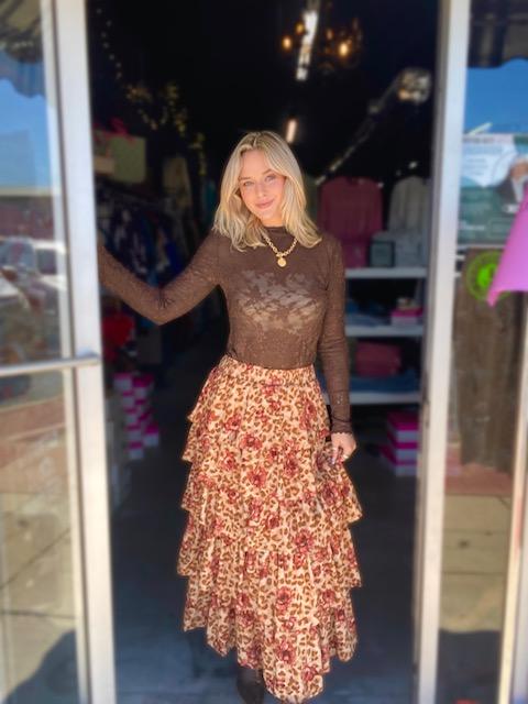 High Neck Lace Sheer Long Sleeve Top