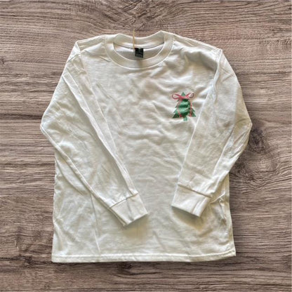 E&A Youth Girl's White Long Sleeve Christmas Tree T-Shirt