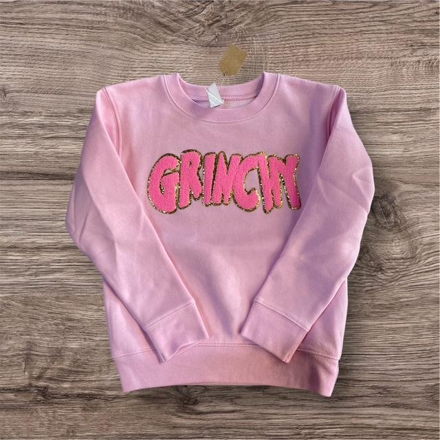 3 Kids & a Press Youth Pink "Grinchy" Sweatshirt