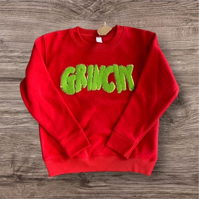 3 Kids & a Press Youth Red "Grinchy" Sweatshirt