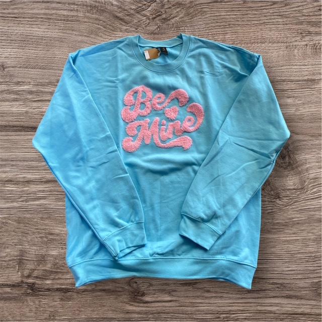 3 Kids & a Press Light Blue Be Mine Crewneck
