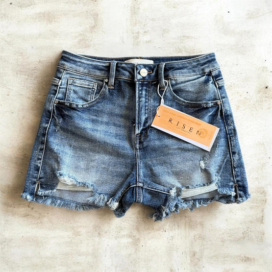 Risen High Rise Distressed Shorts