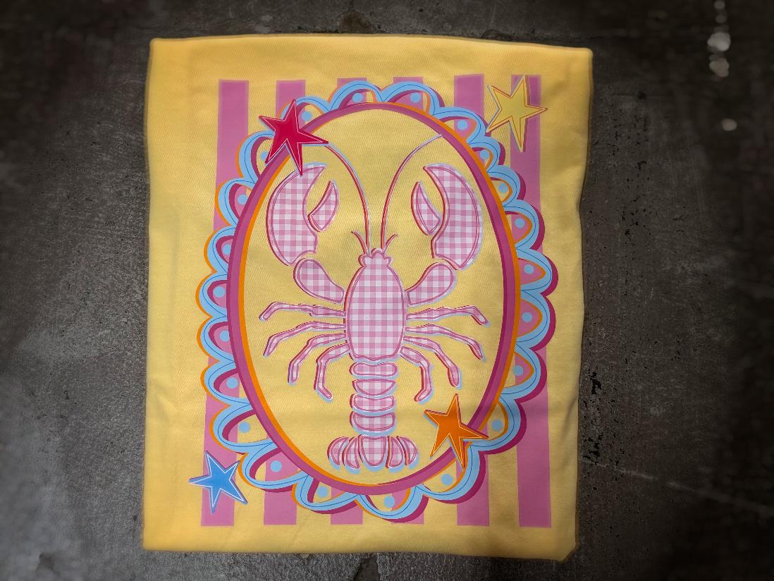 3 Kids And A Press Butter Yellow Lobster T-Shirt