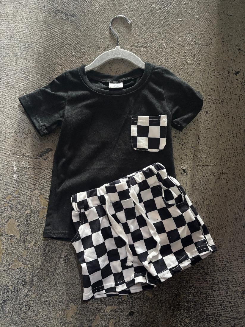 Youth Black Checkered PJ Set