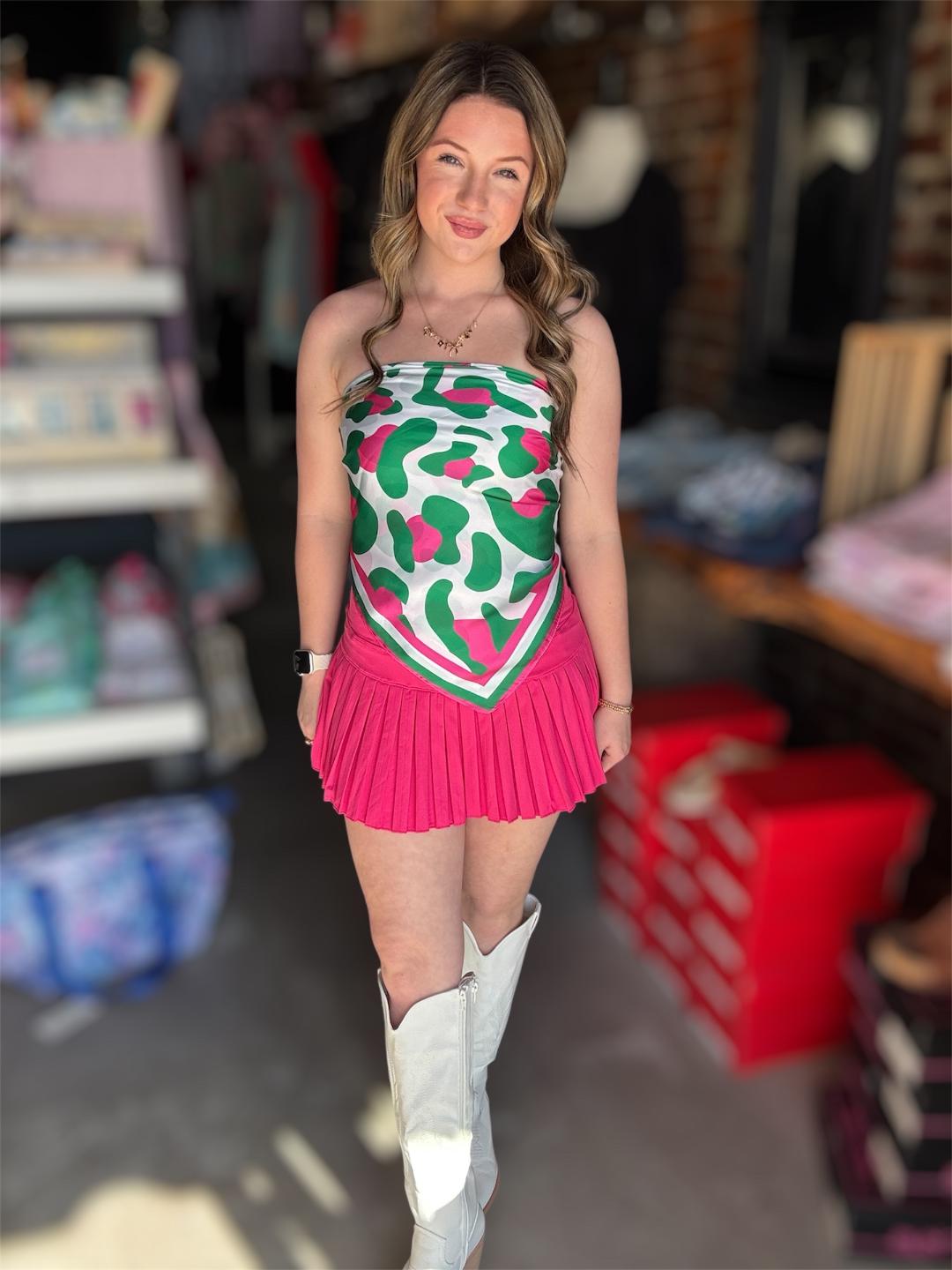 LEOPARD PRINTED SQUARE SILKY SCARF