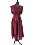 Entro Merlot Smocked Sleeveless Zip Midi Dress