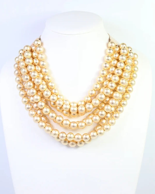 Kimbrel Multi Layered Smooth Beaded Necklace Matte Gold