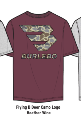 Burlebo T-shirt FLYING B DEER CAMO LOGO - HEATHER WHINE